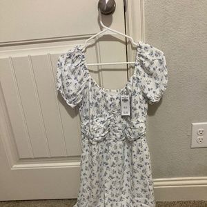 White and Blue Flower Sundress-Hollister